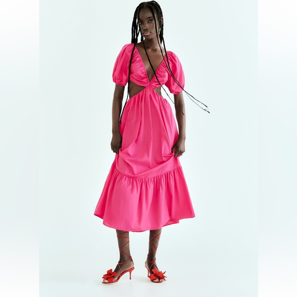 Zara cut out poplin dress
